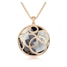 Gold Plated Bright Psychedelic Black Diamond Crystal Boutique Sweater Chain